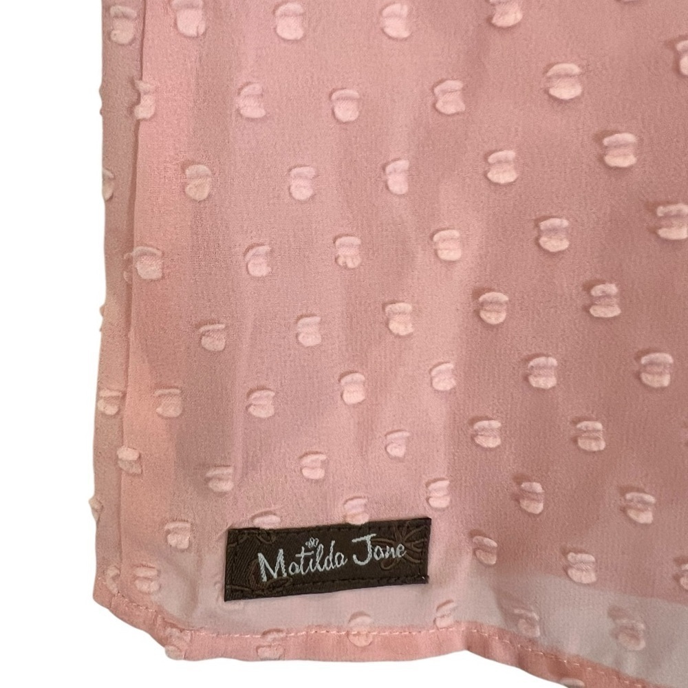 Matilda Jane Women's Sheer Swiss Dot Tunic Pullover Blouse, Small, Light Pink - Picture 3 of 7